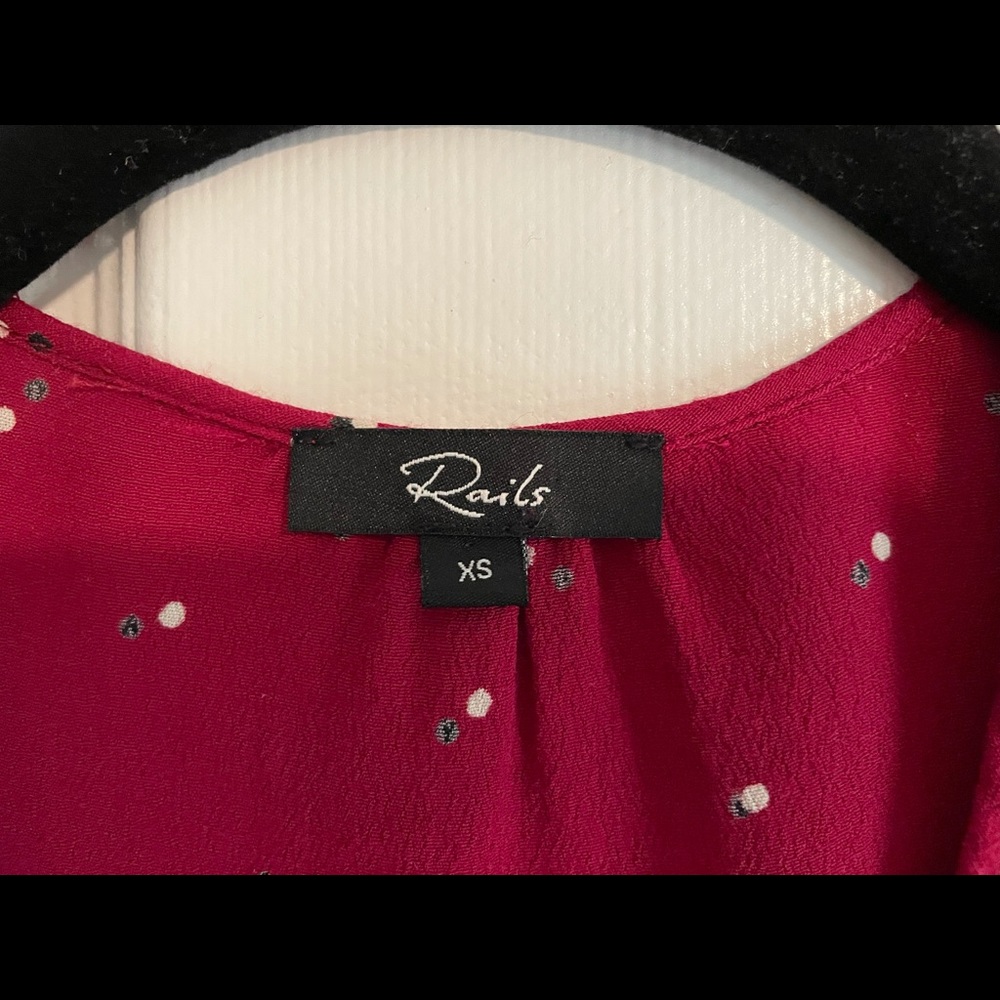 Rails "Beaux" Red Offset Dot Blouse, Xs - image 7